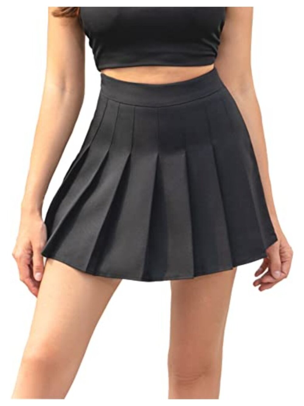 Women's Pleated A-Line Mini Tennis Skater Skirt with Pockets & Inner Shorts